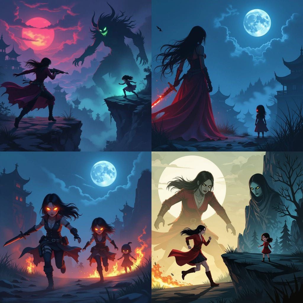 Horror Cursed Female Character in Game Worlds