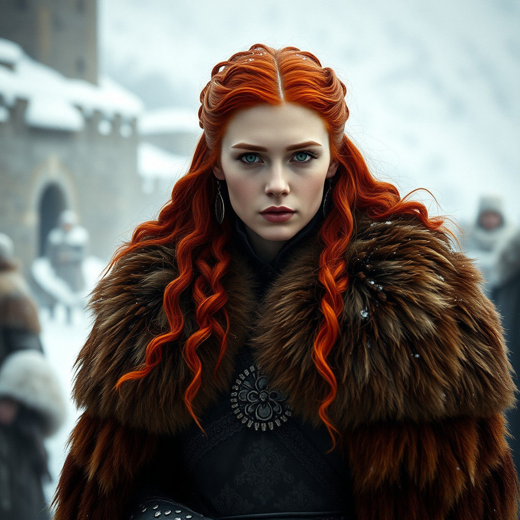 Regal Stark Woman in Winterfell, Cinematic Film Still