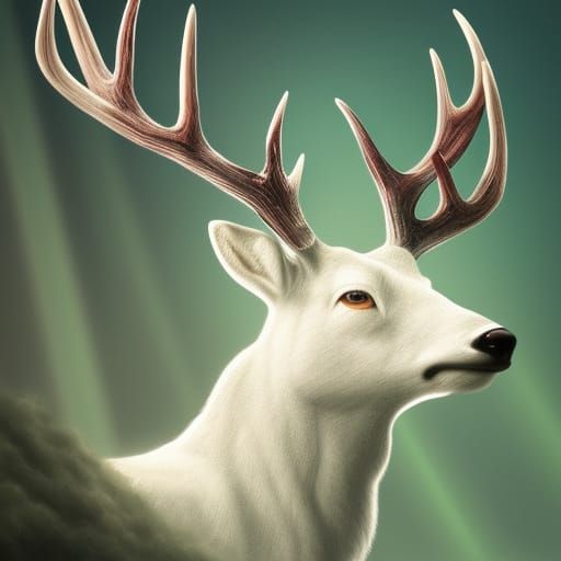 Hyperrealistic Deer Head in Misty Forest