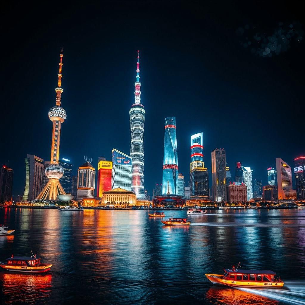 A breathtaking nighttime skyline of Shanghai