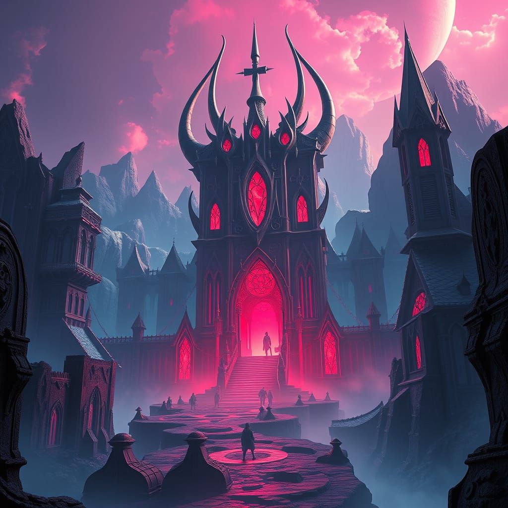 Surreal Futuristic Lair in Deep Blues and Vibrant Hues