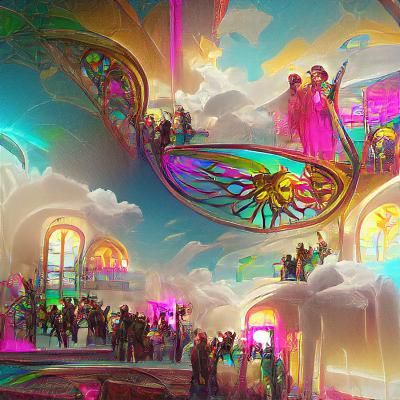Heavenly Rave: Colorful Art Nouveau Concept Art