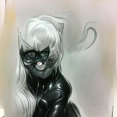 Simple Black Cat Sketch