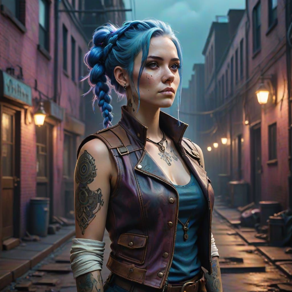 Steampunk Siren in Dimly Lit Alley