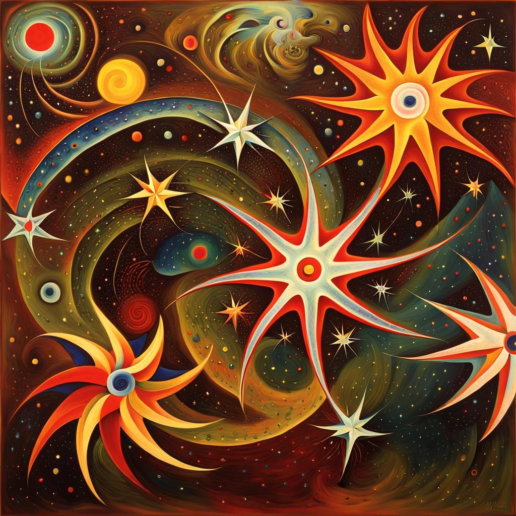 Abstract Geometric Starscape in Naive Art Style