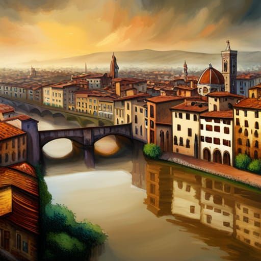 Florence Oil Painting from Piazza David