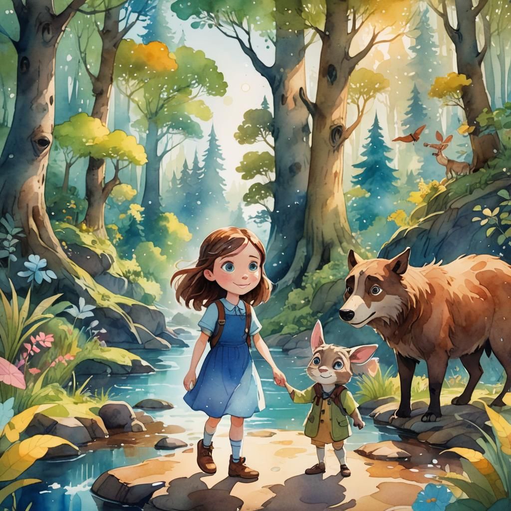 Enchanting Cartoon Characters in Luminous Fantasy World