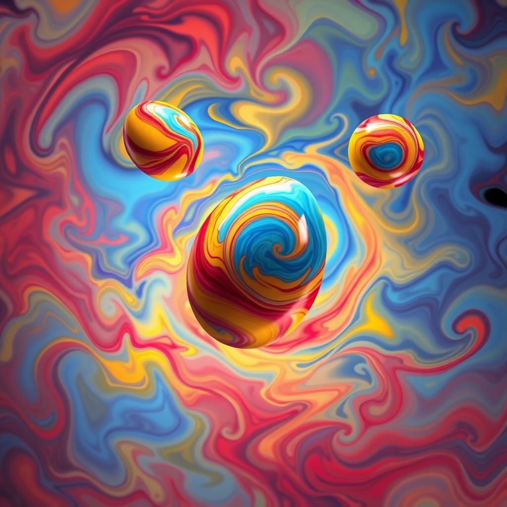 Surrealistic Eggs in Vibrant Triadic Colors