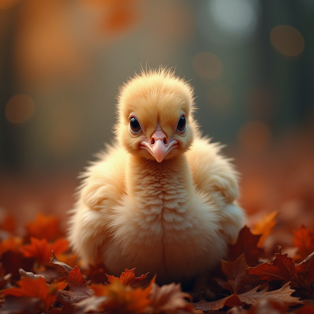 Baby Turkey Portrait in Autumn Wonderland