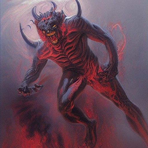 Hellish Demon in Oil Painting Style