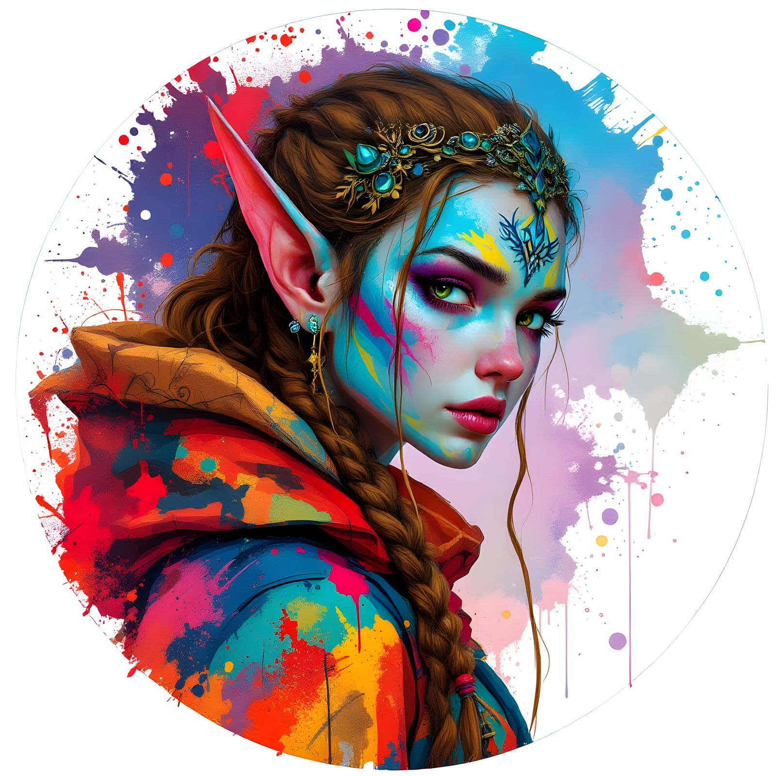 Vibrant Forest Elf with Squarriel Companion in Stylized Vect...