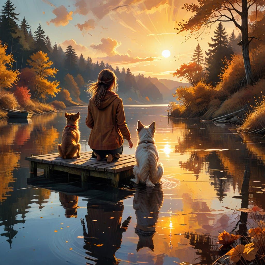 Family Bids Farewell to Boat at Sunset Pier