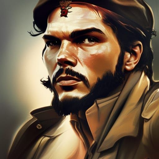Detailed Portrait of Che Guevara in Digital Art Style