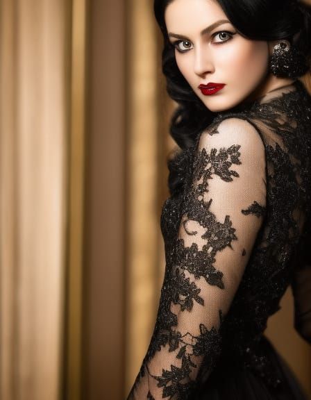 Elegant Vampire with Crimson Eyes in Detailed Castle