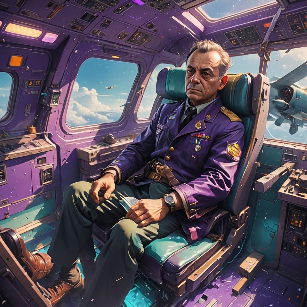 Antoine de Saint-Exupéry in Plane: Hyperdetailed Digital Art