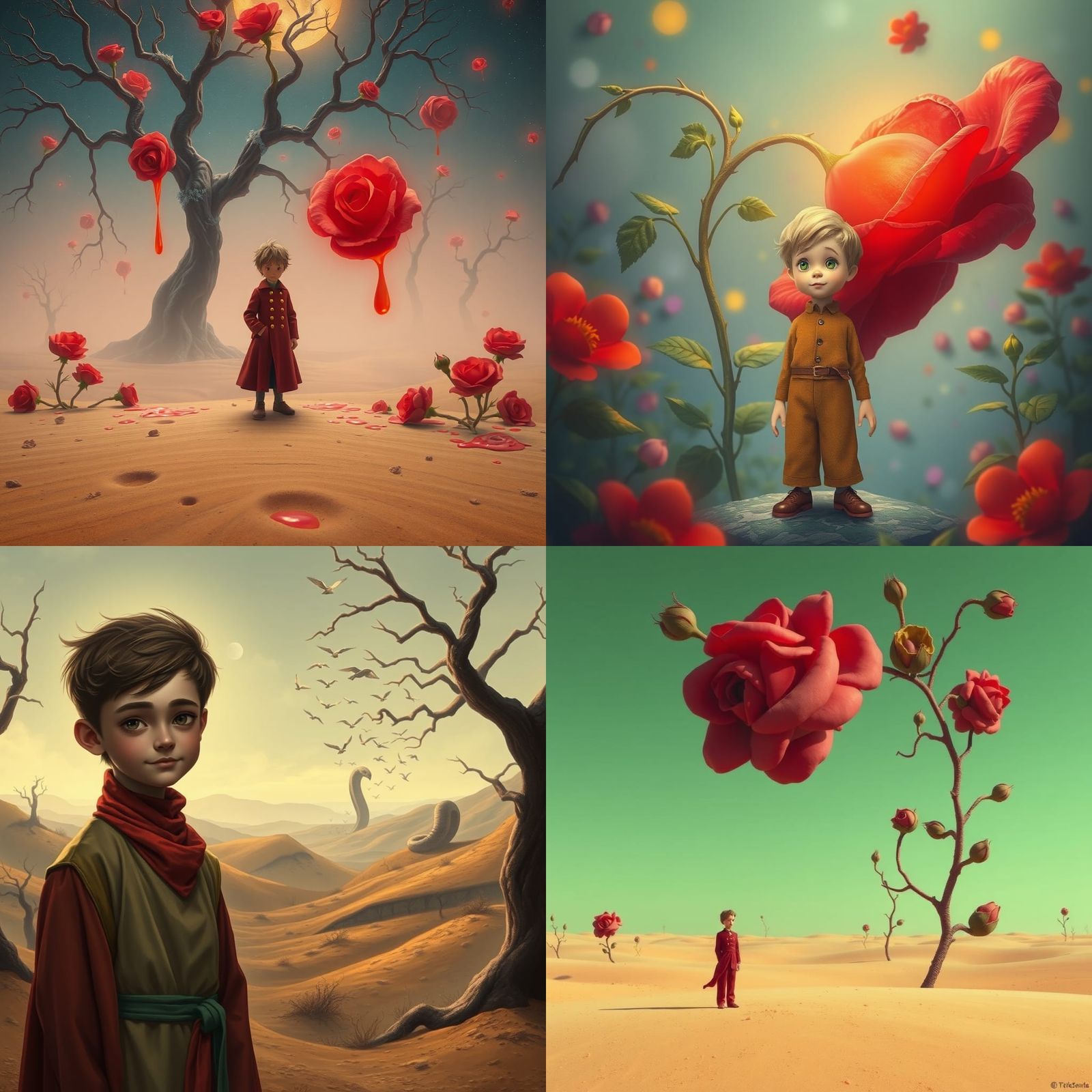 Surreal Little Prince Art in Biomorphic Style