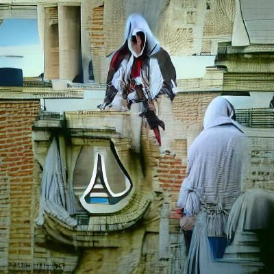 Cityscape Assassin in Digital Painting Style