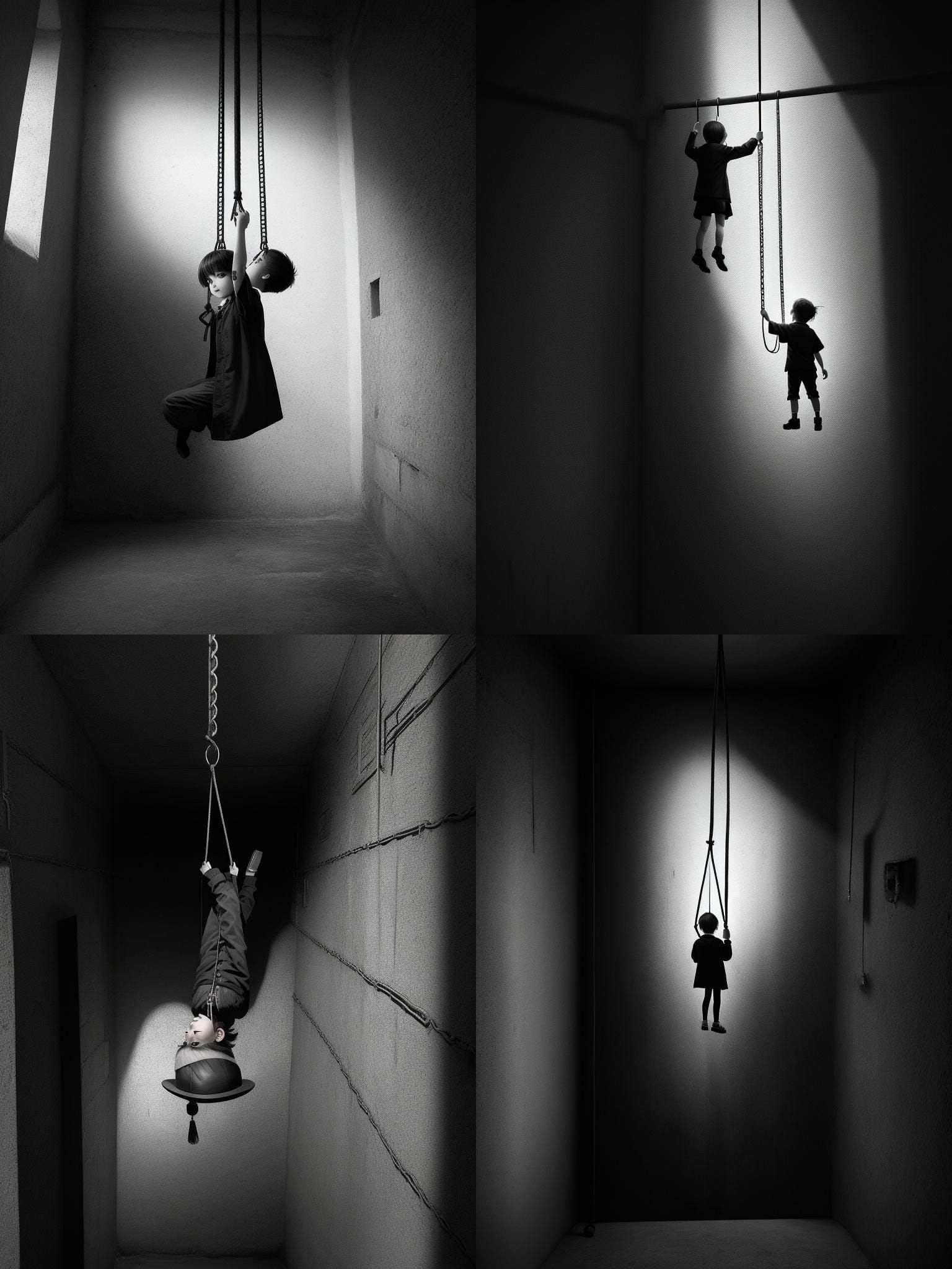 Disturbing Gothic Prison Scene with Child