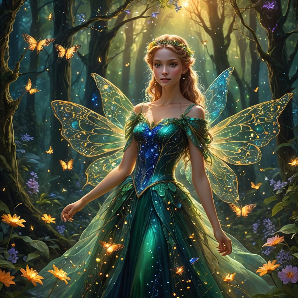 Fairy Princess in Enchanted Forest: Digital Art