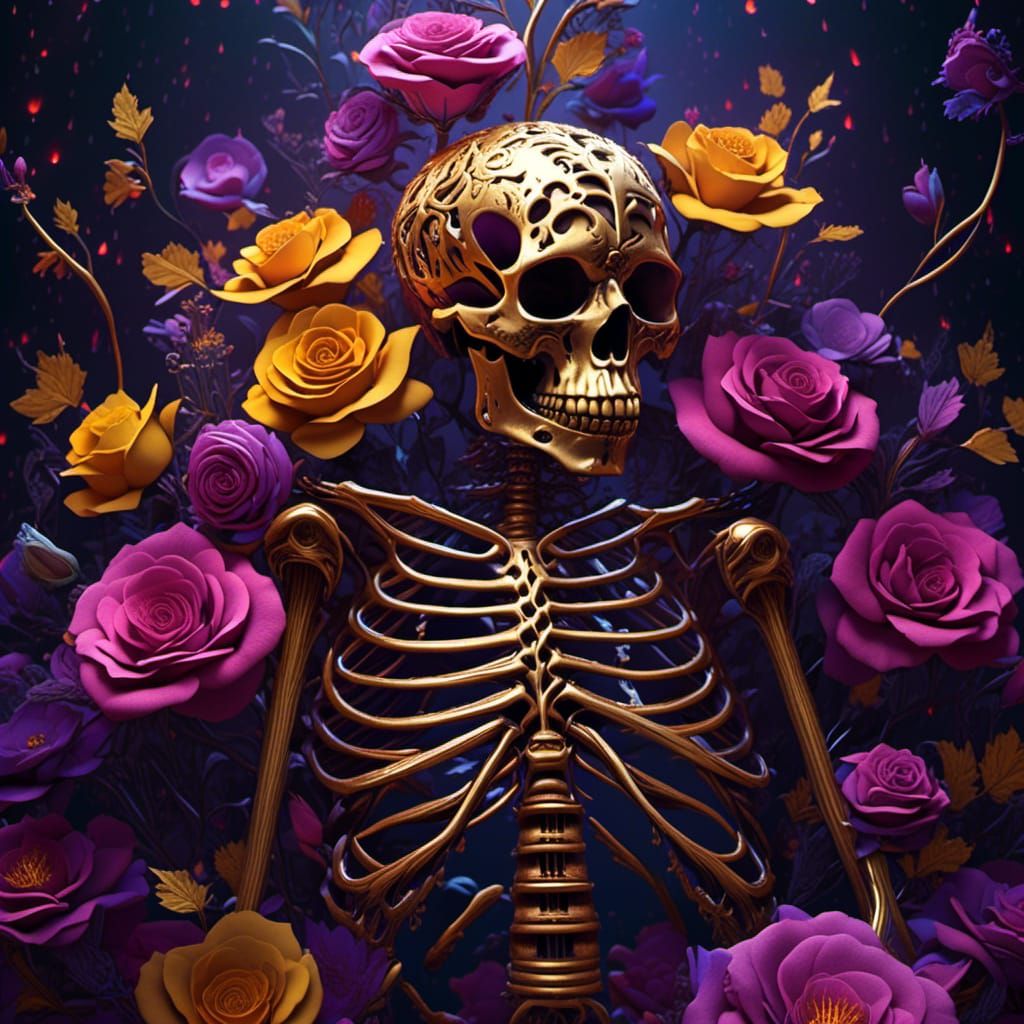 Intricate Skeleton in Dark Fantasy Style