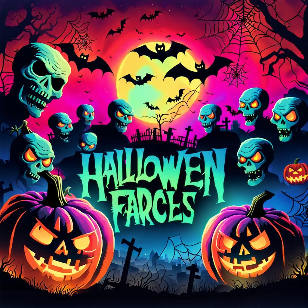 Halloween Flyer with Zombie Pumpkins in Pixar Style