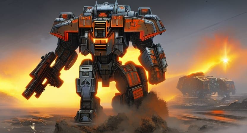 MechWarrior Pilot in Urban Battle Scene