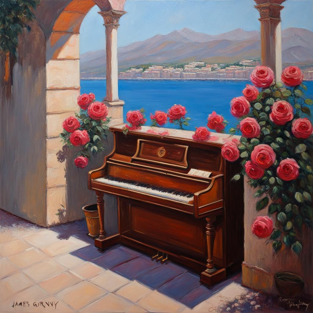 Romantic Love Story in Oil Painting with Piano