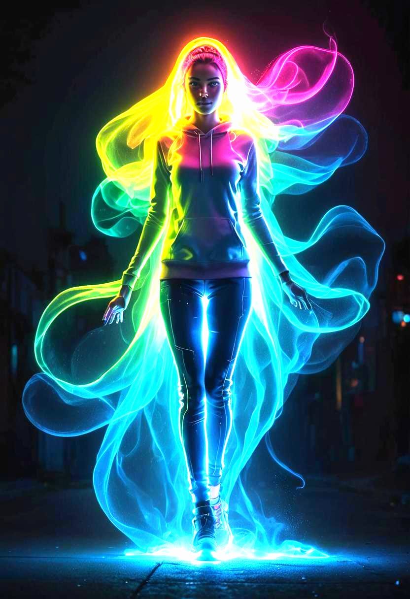 Neon Girl: Ultra-Detailed Cinematic Stock Photo
