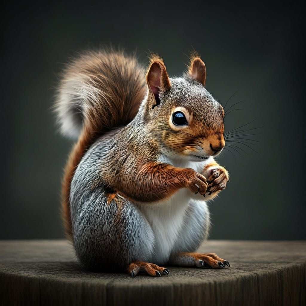 Furry Cube Sculpture of a Squirrel