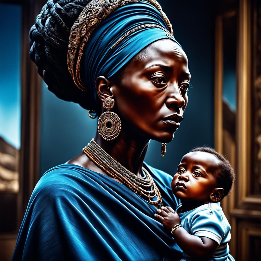 Surreal African Mother, Salvador Dali Style