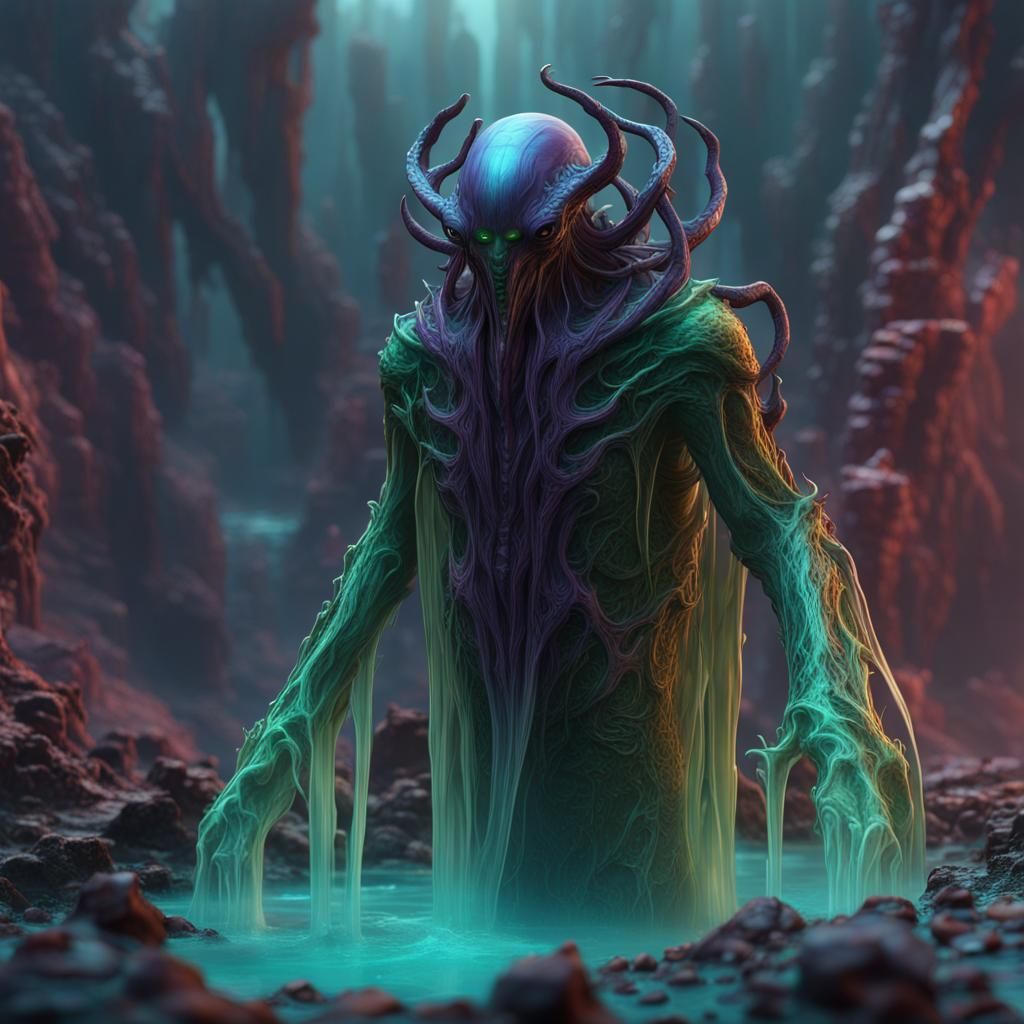 Synthetic Jelly Warlock in Sci-Fi Fantasy Style