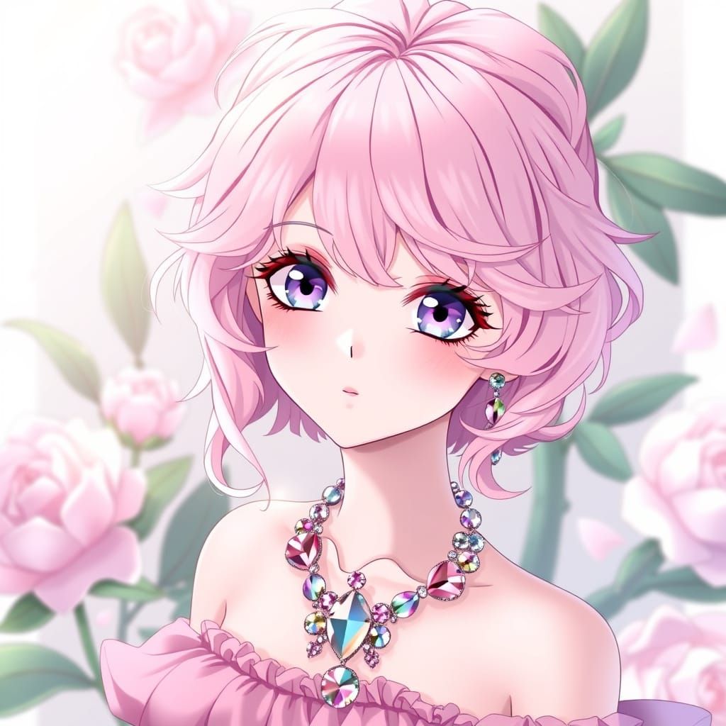 Pretty Peony in Vibrant Anime Style