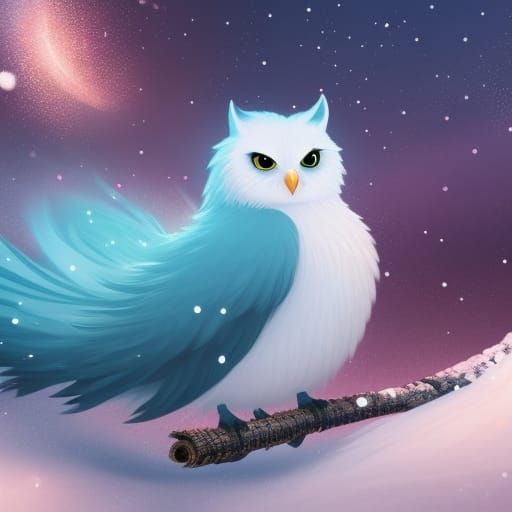 Anime-Style Snow Owl Digital Illustration in 16k