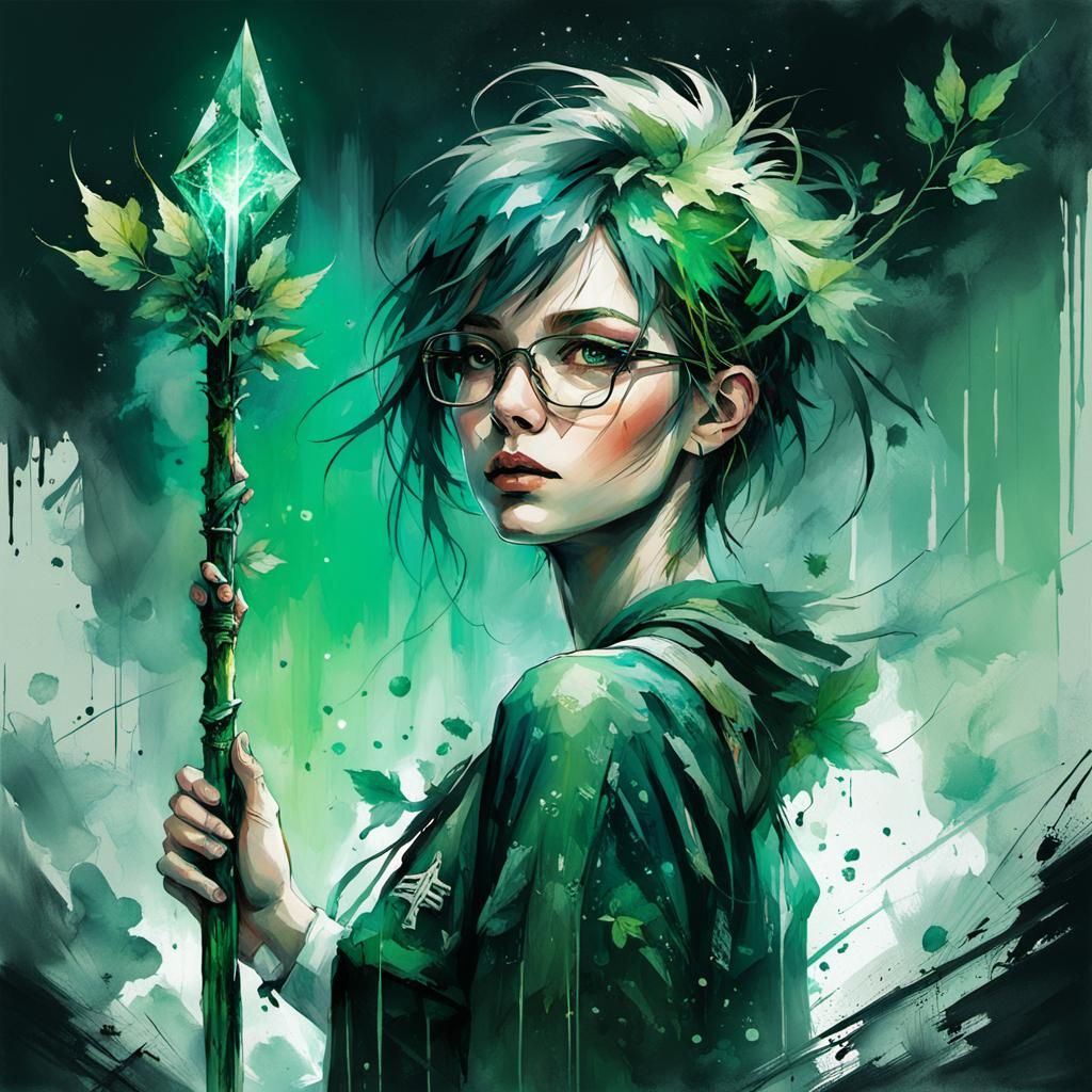 A plant mage with emerald staff