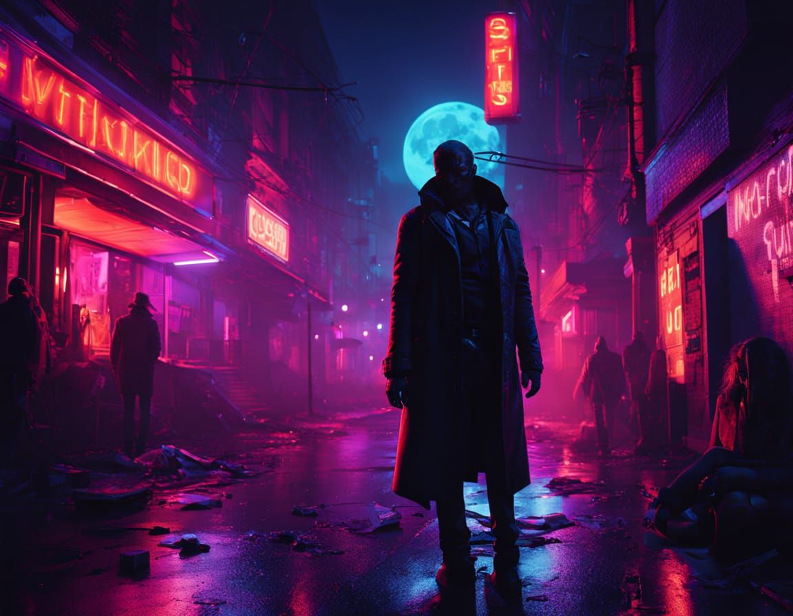 Cinematic Vampires in Neon-Lit Metropolis