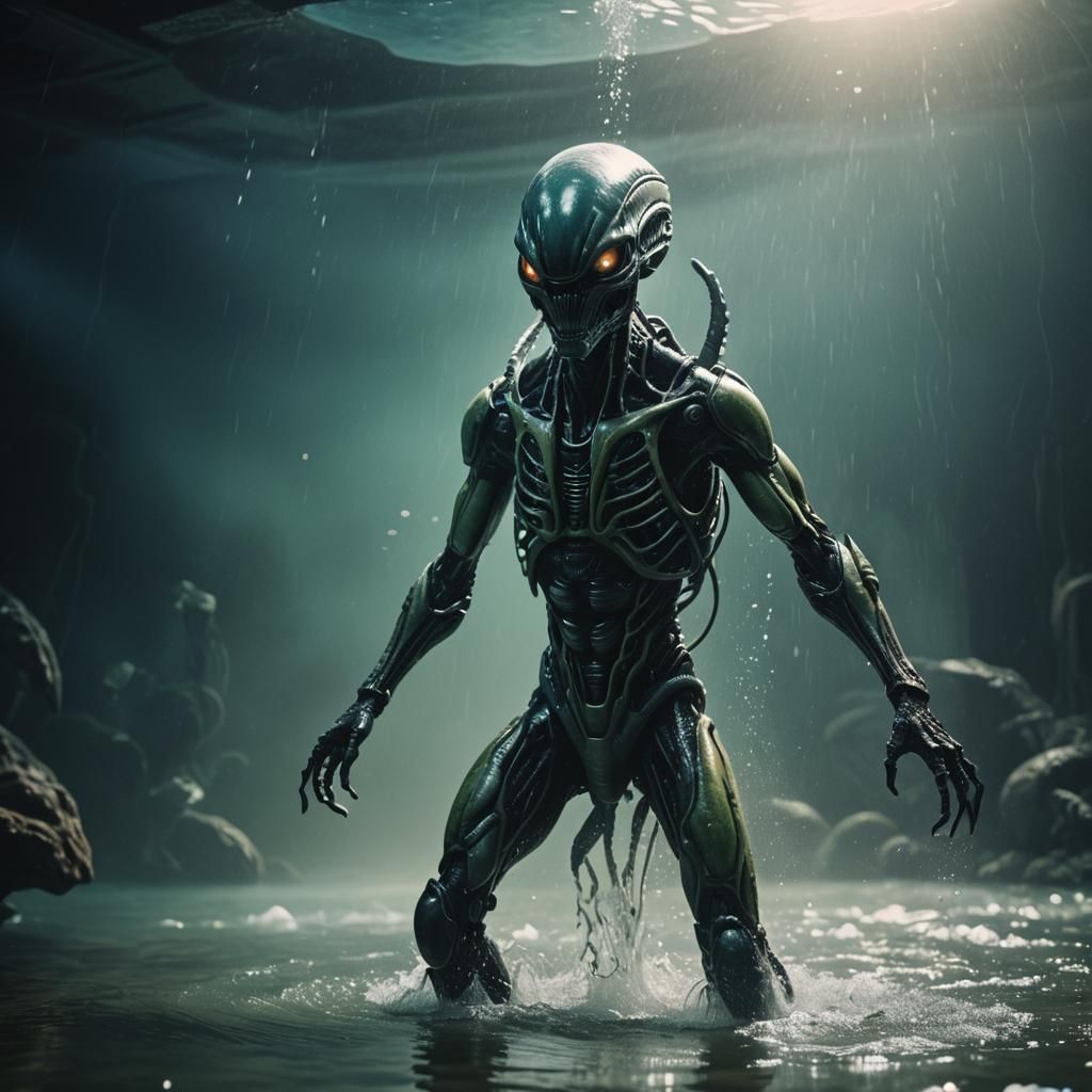 Dramatic Alien Aquatique in Cinematic Style