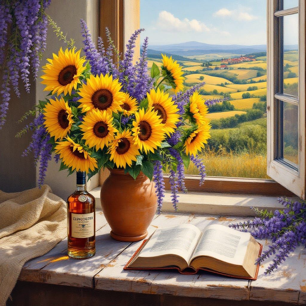 Tuscan Still Life with Flowers in Old Masters Style