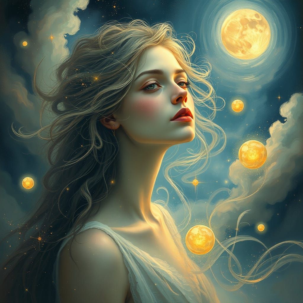 Ethereal Celestial Maiden in Dreamlike Landscape
