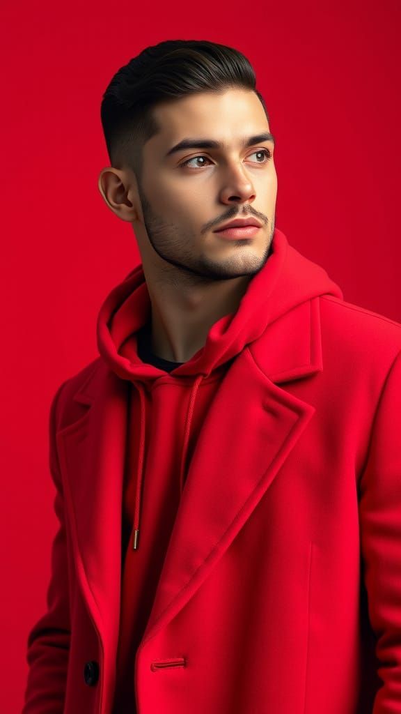 Handsome Man in Red Monochromatic Outfit Editorial Photo