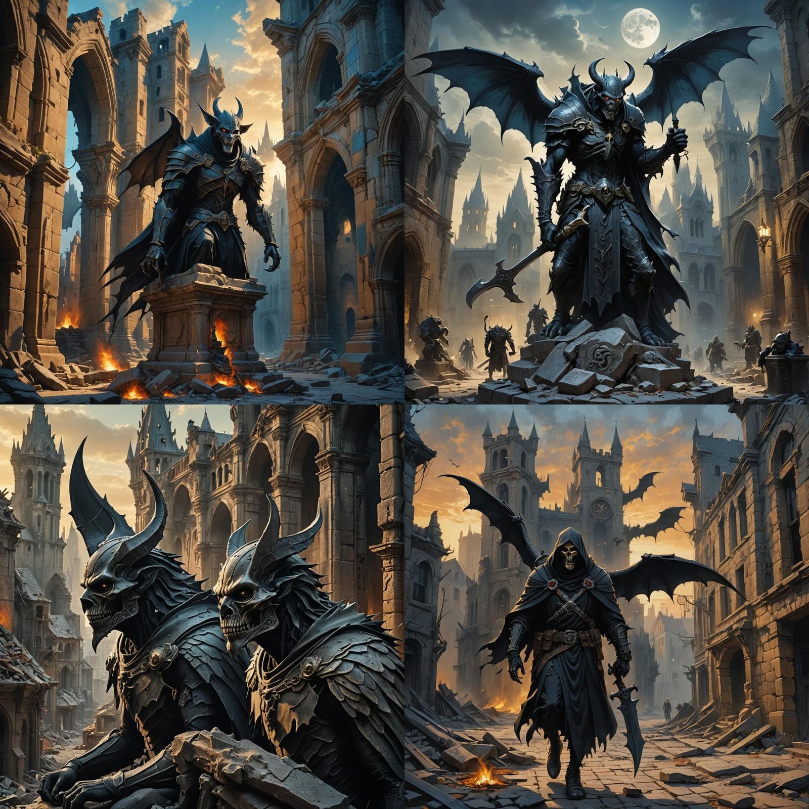 Grim Reaper Gargoyle Warriors in Abandoned City