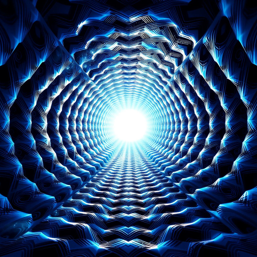 Mesmerizing Blue Tunnel Effect in a Plastic Reality