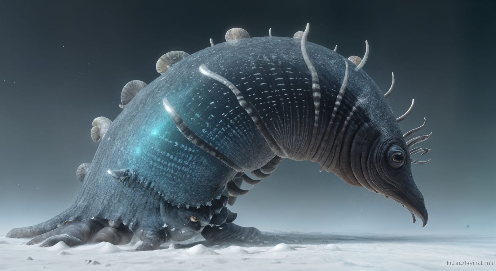 Surreal Sea Snail Encounter at Night, Detailed Matte Paintin...