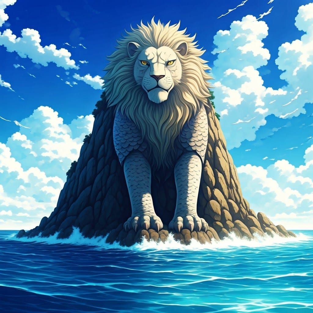 Lion Rock Coastline in Turbulent Sea