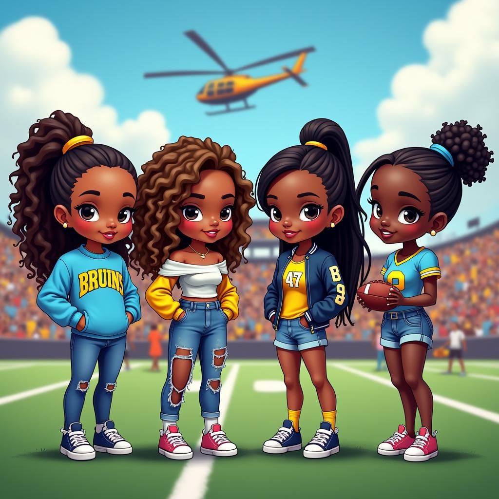 Melanated Chibi Friends at Football Tailgate Party