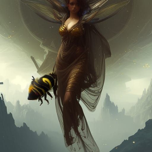 Giant Wild Bee in Dark Fantasy Concept Art