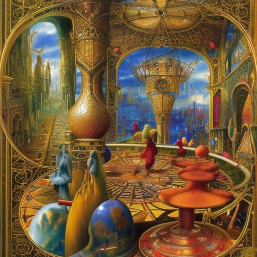 Robotic Musicians Hypnotize Earth: Maximalist Gouache Painti...