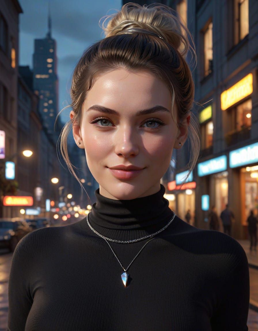 Elegant City Lady in Messy Bun Style