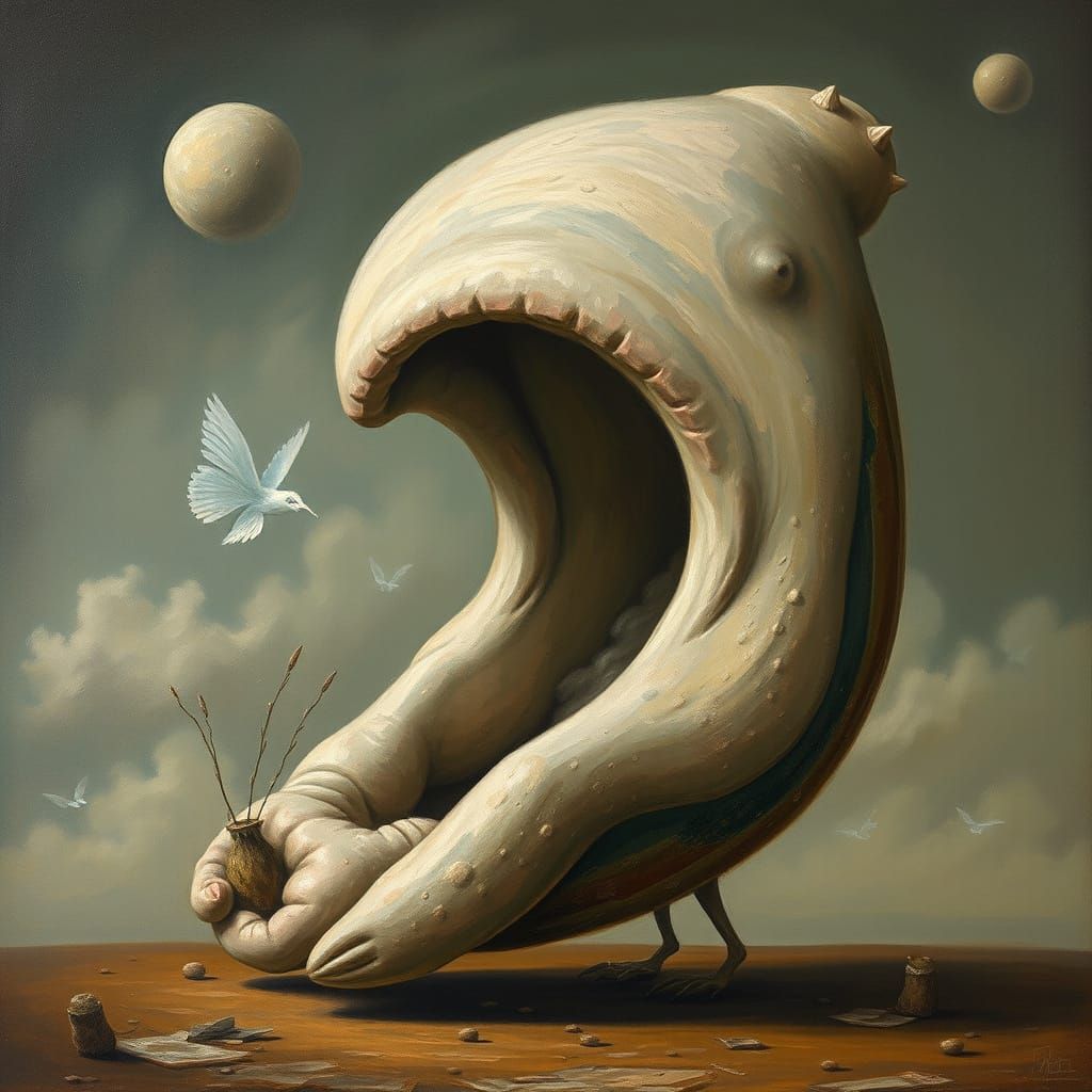 Surreal Oil Painting of an Elongated Sigh