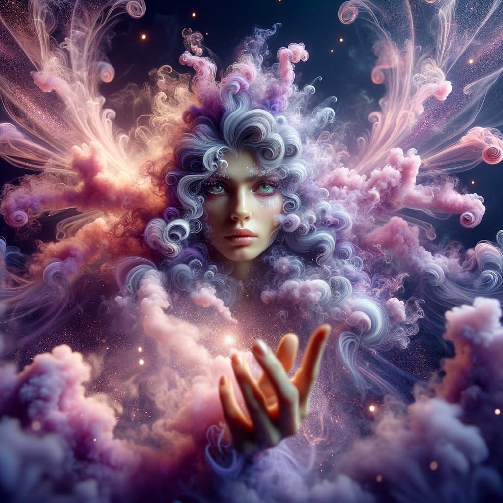 Pink and Purple Smoke Fairy with Magical Sparks