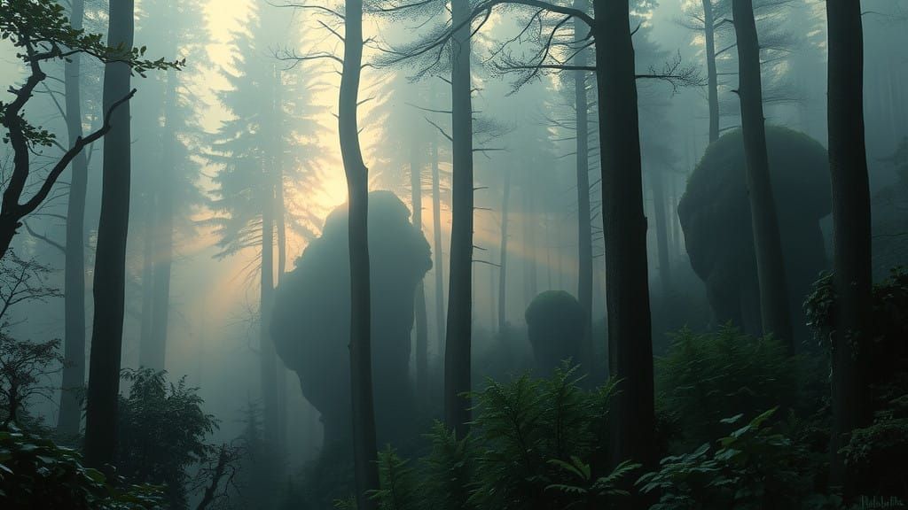 Mystical Forest in Dreamlike Soft Light